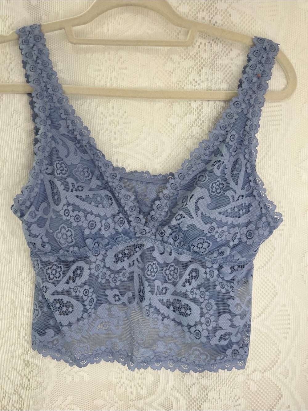 aerie Lace Crop Camisole - Dusty Blue NWT M